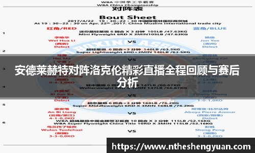 安德莱赫特对阵洛克伦精彩直播全程回顾与赛后分析